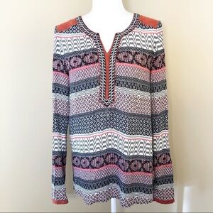 THML Faux Suede Trim Long Sleeve Top - Small